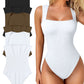 💟Body sexy cu nervuri, bretele, decolteu pătrat, fără mâneci și fără burtă, pentru controlul burticii🩱✨