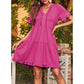 🌈Rochie casual pentru femei, cu guler în V, volane, croială A, lejeră, tip cămașă