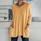 🎉2026 Hot Sale 49% OFF💞 Damer Rund hals Långärmad Löst sittande Fick-T-shirt