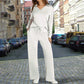 Compleu Casual 2 Piese, Bluza cu Fermoar și Pantaloni Largi cu Șnur, Tricotat Moale — 6 Culori