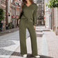 Compleu Casual 2 Piese, Bluza cu Fermoar și Pantaloni Largi cu Șnur, Tricotat Moale — 6 Culori