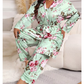 Set confortabil de pijamale din 3 piese – halat, camisol și pantaloni lungi