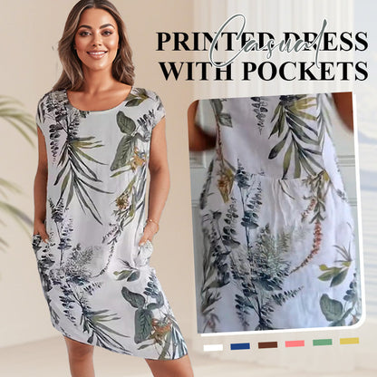 🌷 Rochie de femei din bumbac cu imprimeu lejer