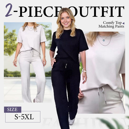 ✨Ținută elegantă din două piese pentru femei – Bluză confortabilă și pantaloni asortați