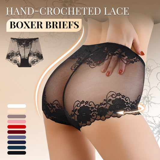 😍Chiloți boxer cu talie înaltă din dantelă croșetată manual pentru femei