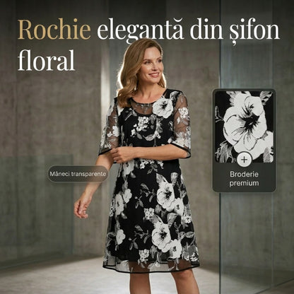 💝Ofertă limitată în timp - Rochia din șifon cu imprimatur floral elegant pentru femei