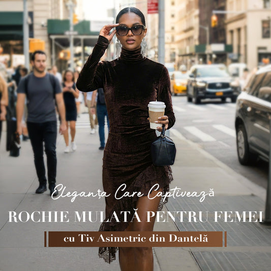 Rochie elegantă asimetrică cu dantelă pentru femei