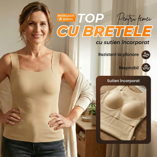 💐Maiouri termice cu gât în U pentru femei, cu sutien încorporat