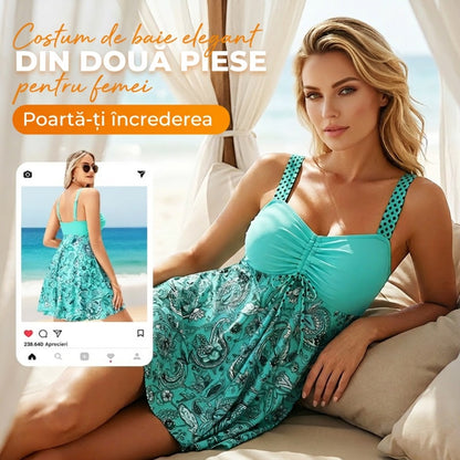 🥳VÂNZARE TOP 2026🥳💞50K+ VÂNDUTE!🎀💫 REDUCERE 45%! 👙Costum de baie separabil cu top cu bretele și pantaloni scurți mulati
