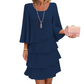 ✨ Rochie elegantă cu croi legat, volane fine și mâneci evazate pentru femei