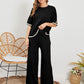 🧶 Set damă 2 piese cu top tricotat și pantaloni largi