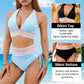 ⛱️ S-4XL 🌺 Seturi de bikini color block cu talie înaltă pentru modelarea burticii 🌈👙