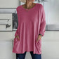 🎉2026 Hot Sale 49% OFF💞 Damer Rund hals Långärmad Löst sittande Fick-T-shirt