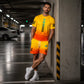 👕Set de tricou și pantaloni scurți pentru bărbați, vară – Design gradient, respirabil și ușor – Perfect pentru zilele călduroase și ieșirile casual 🩳