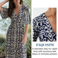 🌸 Rochie Lungă cu Print și Decolteu V, Talie Elastică cu Şniur, Feminină și Elegantă pentru Vară ✨