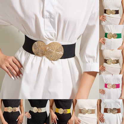 🎁Curea elastică înaltă cu cataramă aurie vintage pentru femei