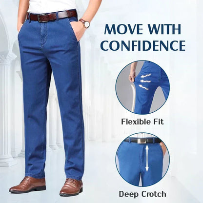 🔥Reducere de 45% pentru o perioadă limitată!👖 Blugi bărbătești cu picior drept și creștere înaltă