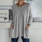 🎉2026 Hot Sale 49% OFF💞 Damer Rund hals Långärmad Löst sittande Fick-T-shirt
