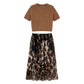 Set din două piese pentru femei: pulover și fustă leopard fluida