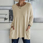 🎉2026 Hot Sale 49% OFF💞 Damer Rund hals Långärmad Löst sittande Fick-T-shirt