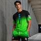 👕Set de tricou și pantaloni scurți pentru bărbați, vară – Design gradient, respirabil și ușor – Perfect pentru zilele călduroase și ieșirile casual 🩳