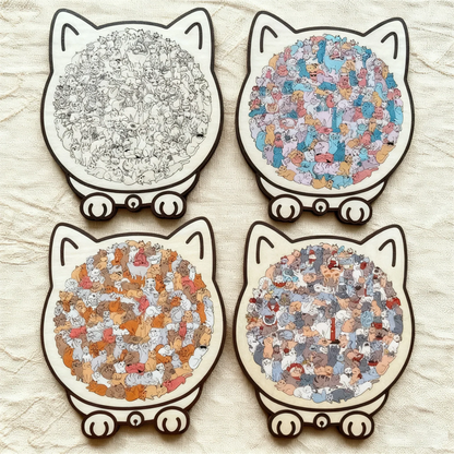 🎁Vendita natalizia 50% OFF🎅Puzzle in legno a forma di gatto da 135 pezzi Morandi-Color