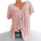 👕 50% REDUCERE ACUM! 🌸 Bluză cu mâneci scurte și imprimeu de primăvară – țesătură ușoară, imprimeuri vibrante și croială casual 👚