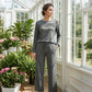 🔥Noua ta ținută preferată! 👗✨ Set pentru femei cu bluză cu guler rotund și pantaloni cu șnur 🛋️☕