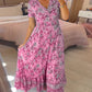 【S-4XL】💝Rochie cu imprimeu floral și decolteu ascuțit