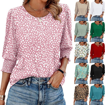 ⏰Reducere limitată de 50%🏖️Bluze elegante casual pentru femei, cu mânecă 3/4 și manșete smocked