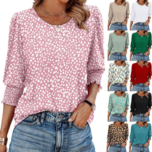 ⏰Reducere limitată de 50%🏖️Bluze elegante casual pentru femei, cu mânecă 3/4 și manșete smocked