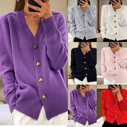 【S-XL】💖Femeii Casual Iarna Plain Yarn Lână Yarn Buton Cardigan