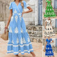 👗Rochie Maxi Boho cu Decolteu în V, Casual pentru Femei