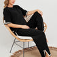🧶 Set damă 2 piese cu top tricotat și pantaloni largi