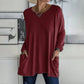 🎉2026 Hot Sale 49% OFF💞 Damer Rund hals Långärmad Löst sittande Fick-T-shirt