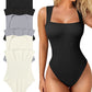 💟Body sexy cu nervuri, bretele, decolteu pătrat, fără mâneci și fără burtă, pentru controlul burticii🩱✨