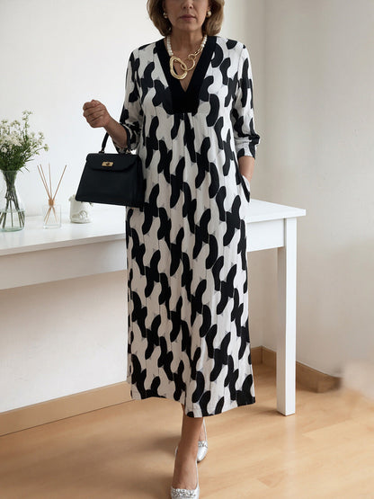 🌸Reduceri de început de primăvară: 49% reducere!🔥 Rochie maxi casual-chic – decolteu în V, mâneci de lungime medie, perfectă pentru fiecare zi ✨