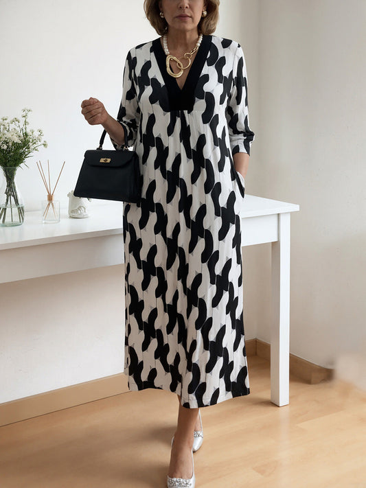 🌸Reduceri de început de primăvară: 49% reducere!🔥 Rochie maxi casual-chic – decolteu în V, mâneci de lungime medie, perfectă pentru fiecare zi ✨