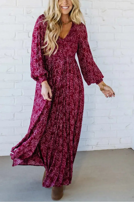 💃Rochie lungă pentru femei, cu talie smocată, din rayon floral, căptușită