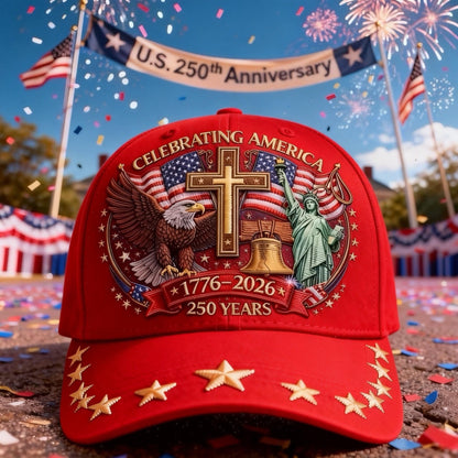 🦅Vulturul, libertatea și crucea🎆Pălărie dedicată celei de-a 250-a aniversări a Statelor Unite🧢