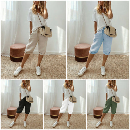 🌿Capri din bumbac și in pentru femei – Respirabile, confortabile și elegant dezinvolte