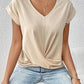 👚Tricou Elegant cu Mâneci Scurte și Decolteu în V