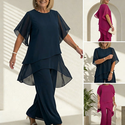 📢📢REDUCERE DE 60%!! ✨💝Moda de vara Chiffon doamnelor Plus Dimensiune două piese Set