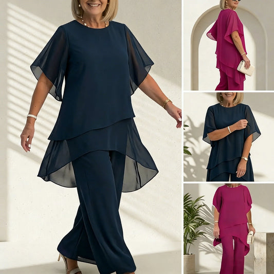 📢📢REDUCERE DE 60%!! ✨💝Moda de vara Chiffon doamnelor Plus Dimensiune două piese Set