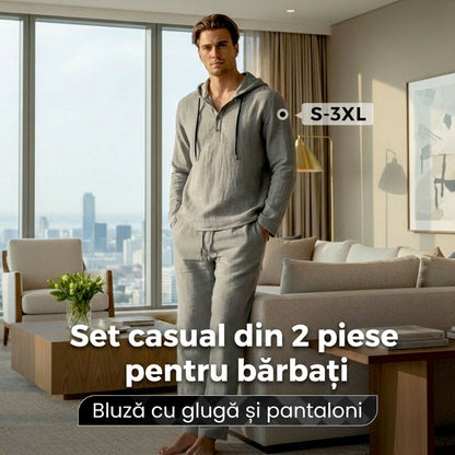 📢📢50% REDUCERE !!! Set de 2 piese pentru bărbați: bluză cu glugă și pantaloni largi, casual