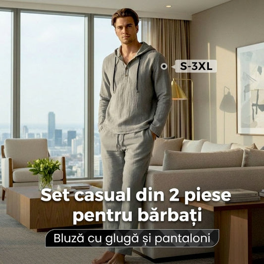 📢📢50% REDUCERE !!! Set de 2 piese pentru bărbați: bluză cu glugă și pantaloni largi, casual