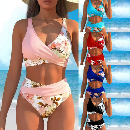 Bikini pentru femei, cu talie înaltă și imprimeu