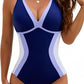 🔥VÂNZARE DE ZIUA DE NAȘTERE 50% REDUCERE👙Costum de baie întreg cu blocuri de culoare și efect de slăbire