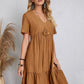 【S-3XL】👗Rochie lungă casual cu mânecă scurtă
