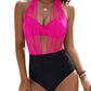 🌊 Costum de baie femei cu decolteu halter, modelator talie, material elastic confortabil pentru plajă